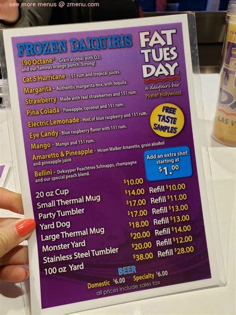 fat tuesday vegas strip|fat tuesday menu prices.